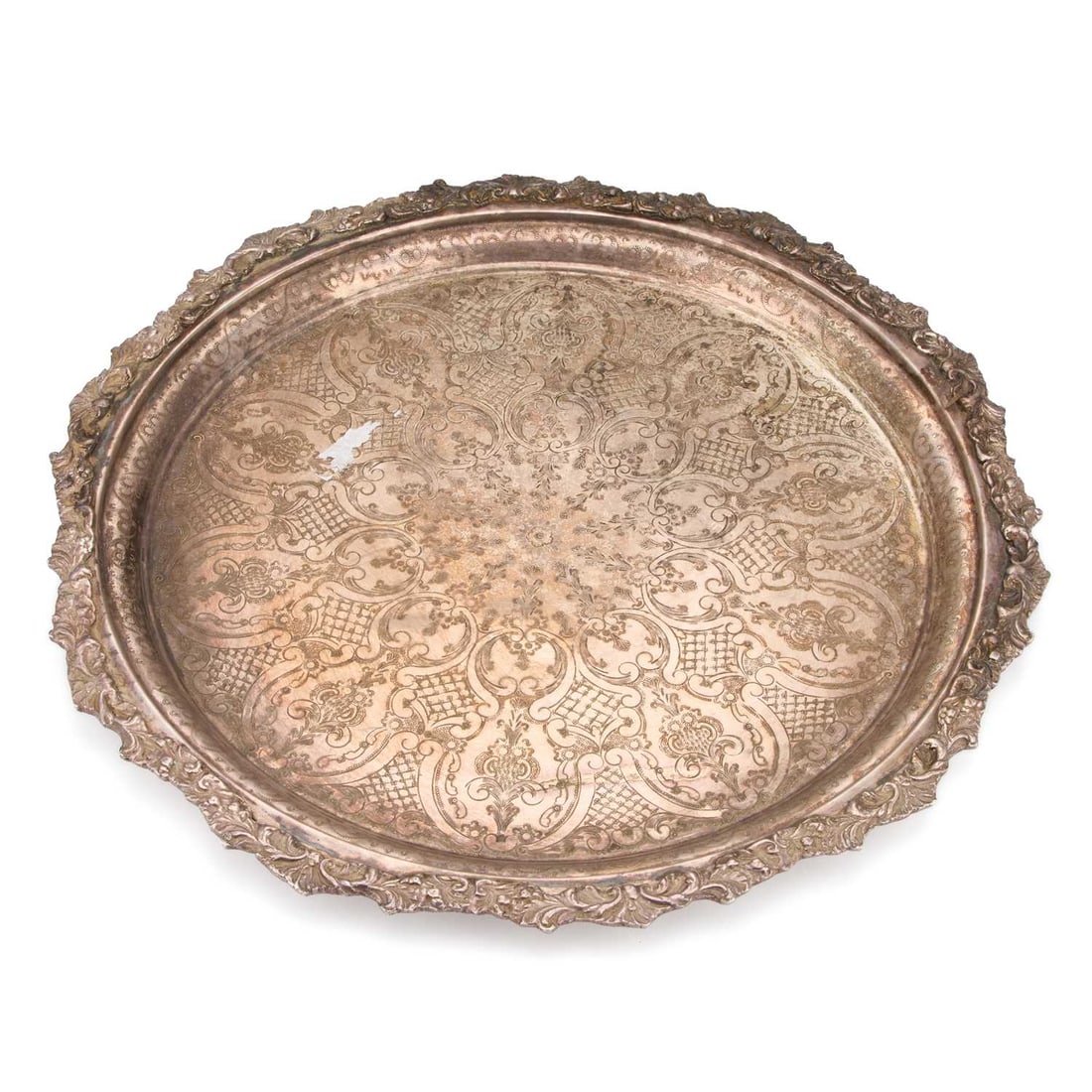 A LARGE SILVER-PLATED CIRCULAR TRAY LATE 19TH/ EARLY 20TH CENTURY (1 of 1)