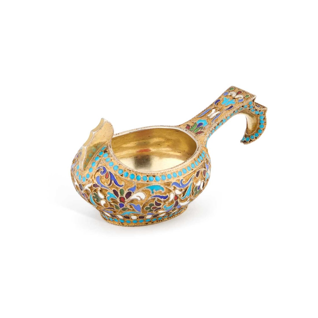 A SMALL RUSSIAN SILVER-GILT AND ENAMEL KOVSCH (1 of 1)