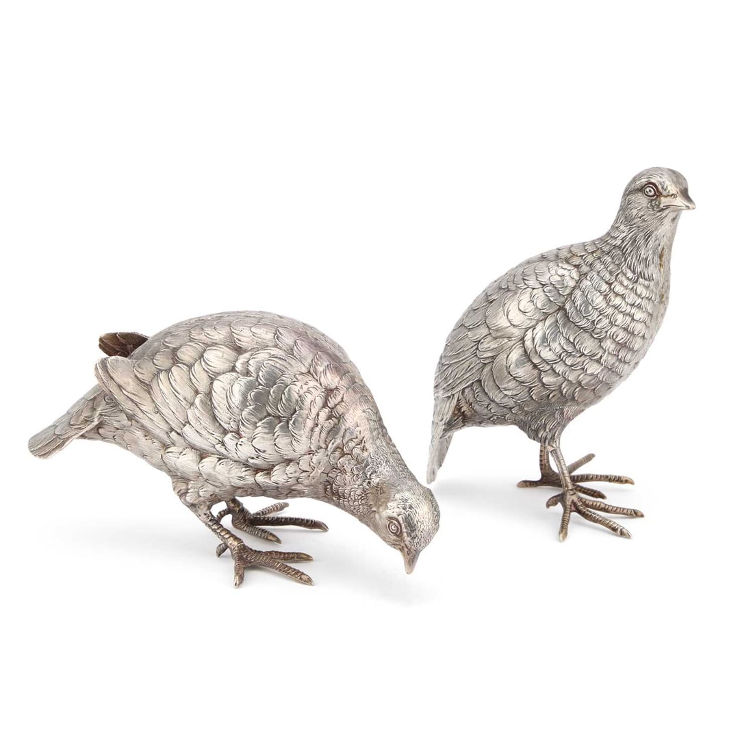 A PAIR OF EARLY 20TH CENTURY CONTINENTAL SILVER TABLE MODELS OF GROUSE (1 of 1)