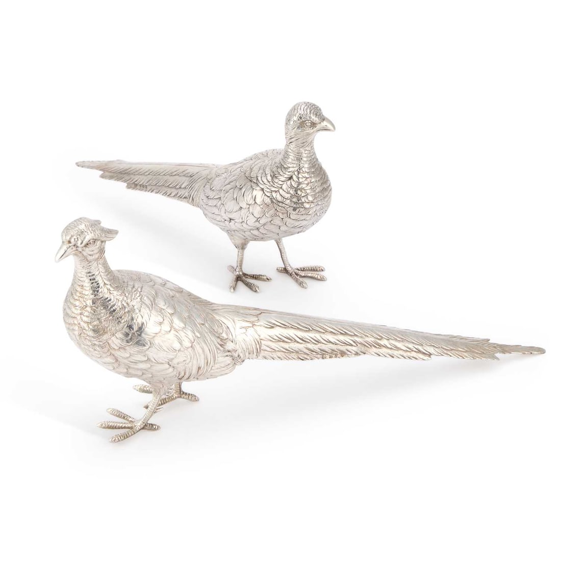 A PAIR OF CONTINENTAL SILVER PHEASANT MODELS EARLY 20TH CENTURY (1 of 1)