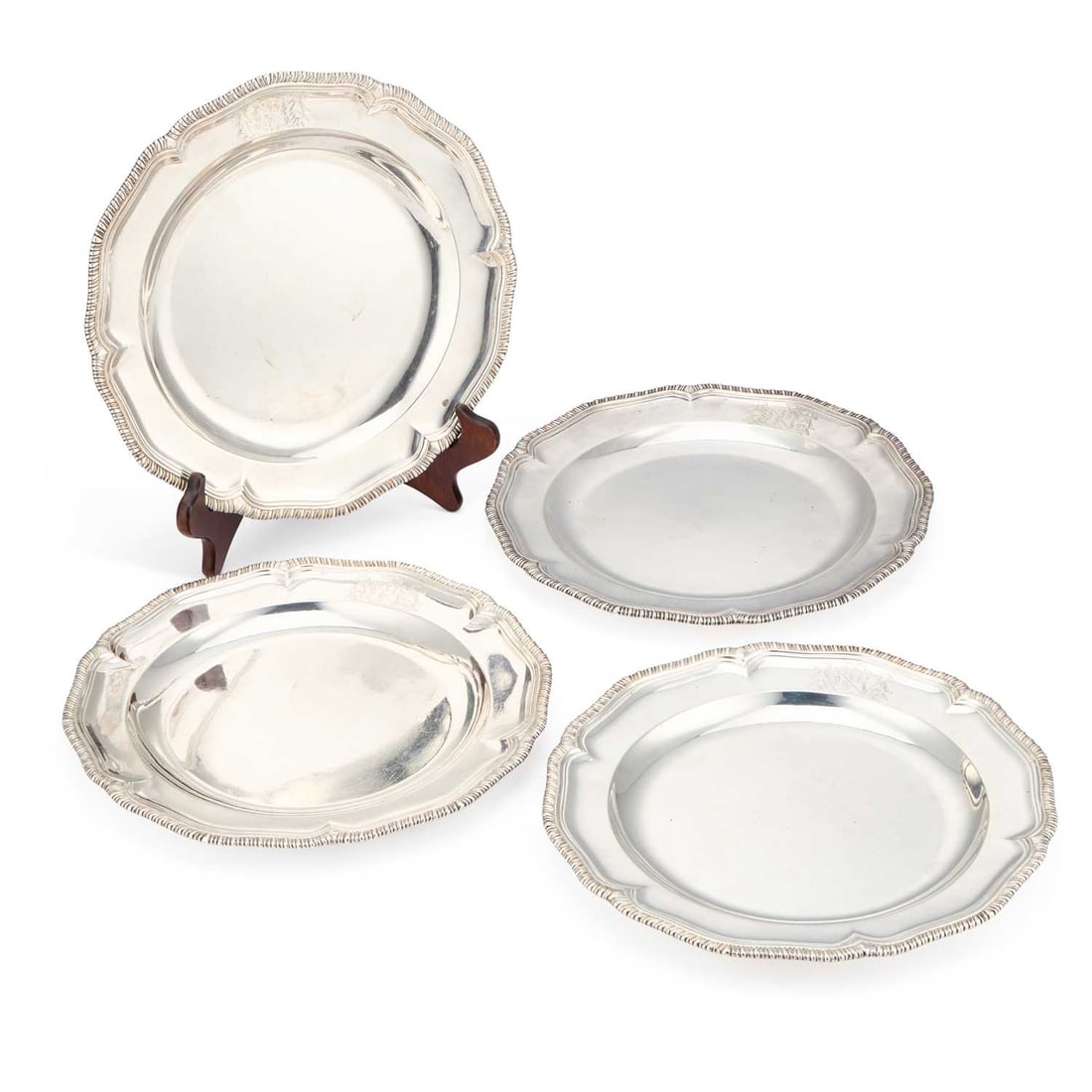 A SET OF FOUR EARLY GEORGE III SILVER SECOND-COURSE DISHES (1 of 5)