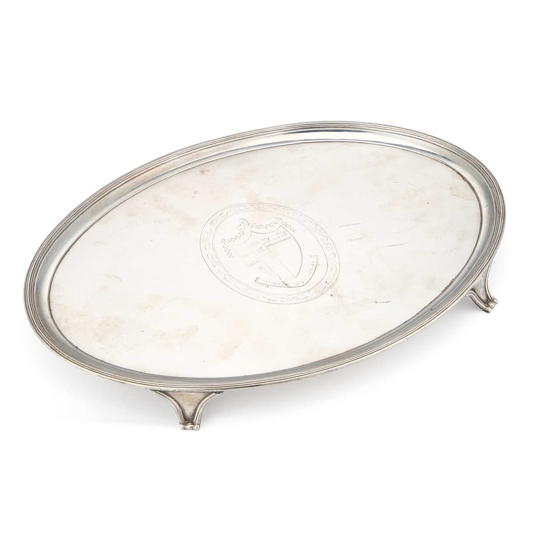 A GEORGE III SILVER OVAL SALVER (1 of 1)