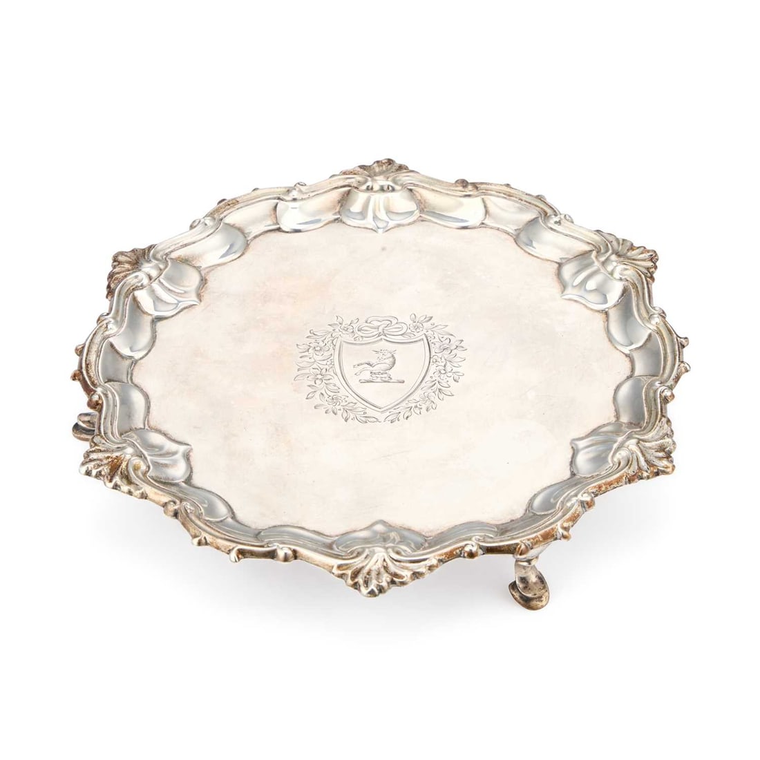 A SMALL GEORGE II SILVER SALVER (1 of 1)