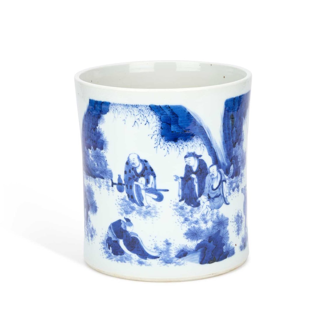 A CHINESE BLUE AND WHITE PORCELAIN BRUSH POT (BITONG) (1 of 1)