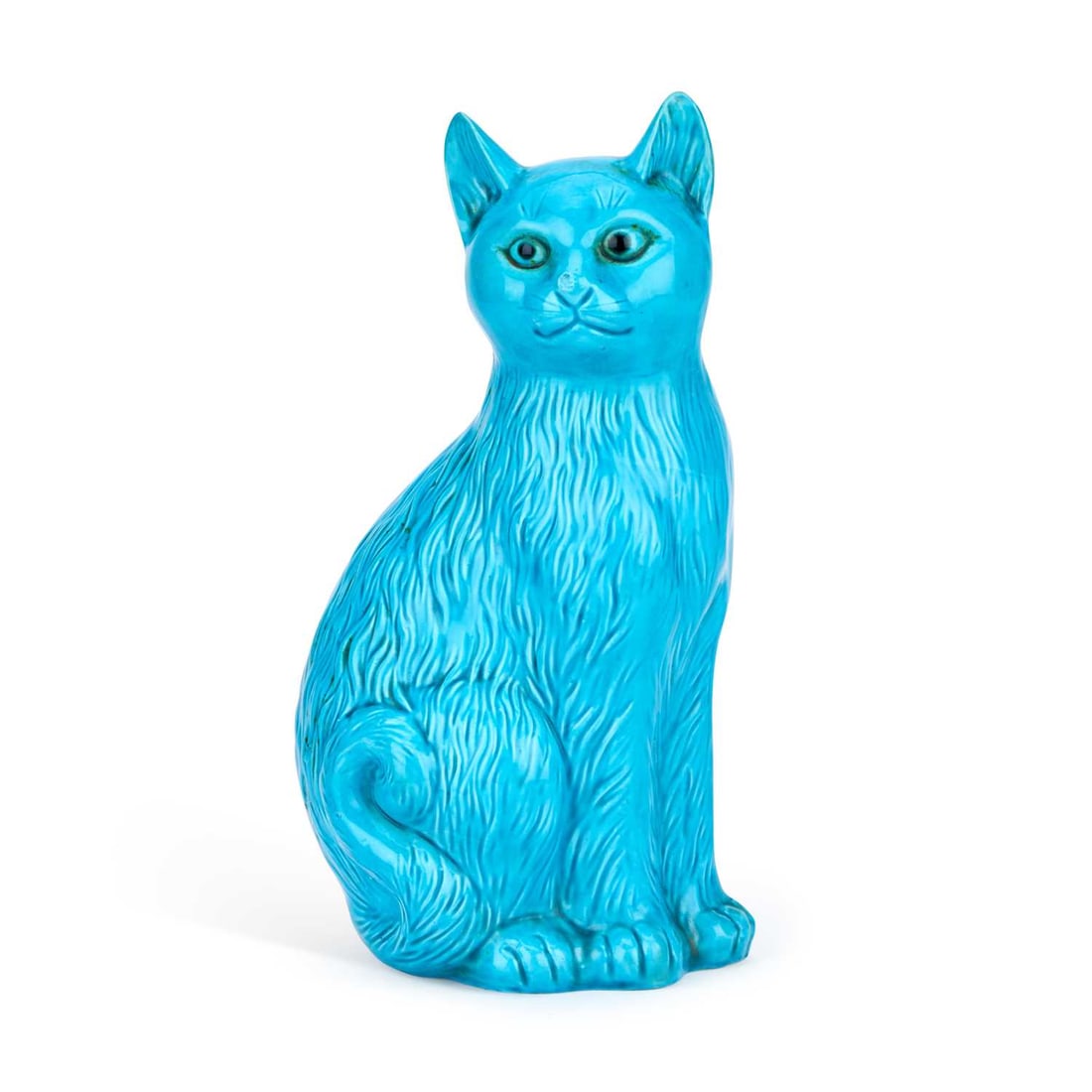 A CHINESE TURQUOISE-GLAZED CAT FIGURE (1 of 3)