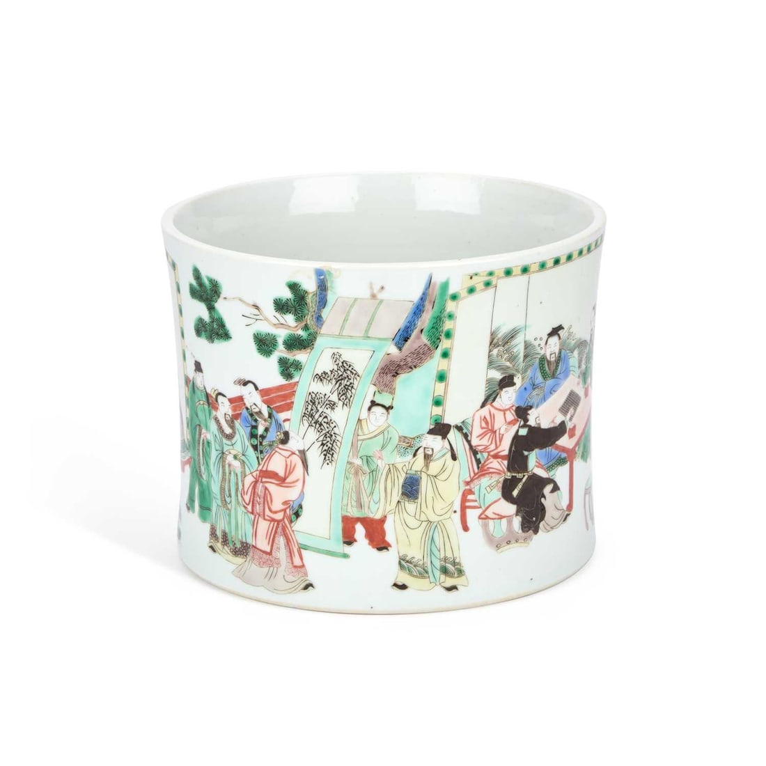 A CHINESE FAMILLE VERTE PORCELAIN BRUSH POT (1 of 1)