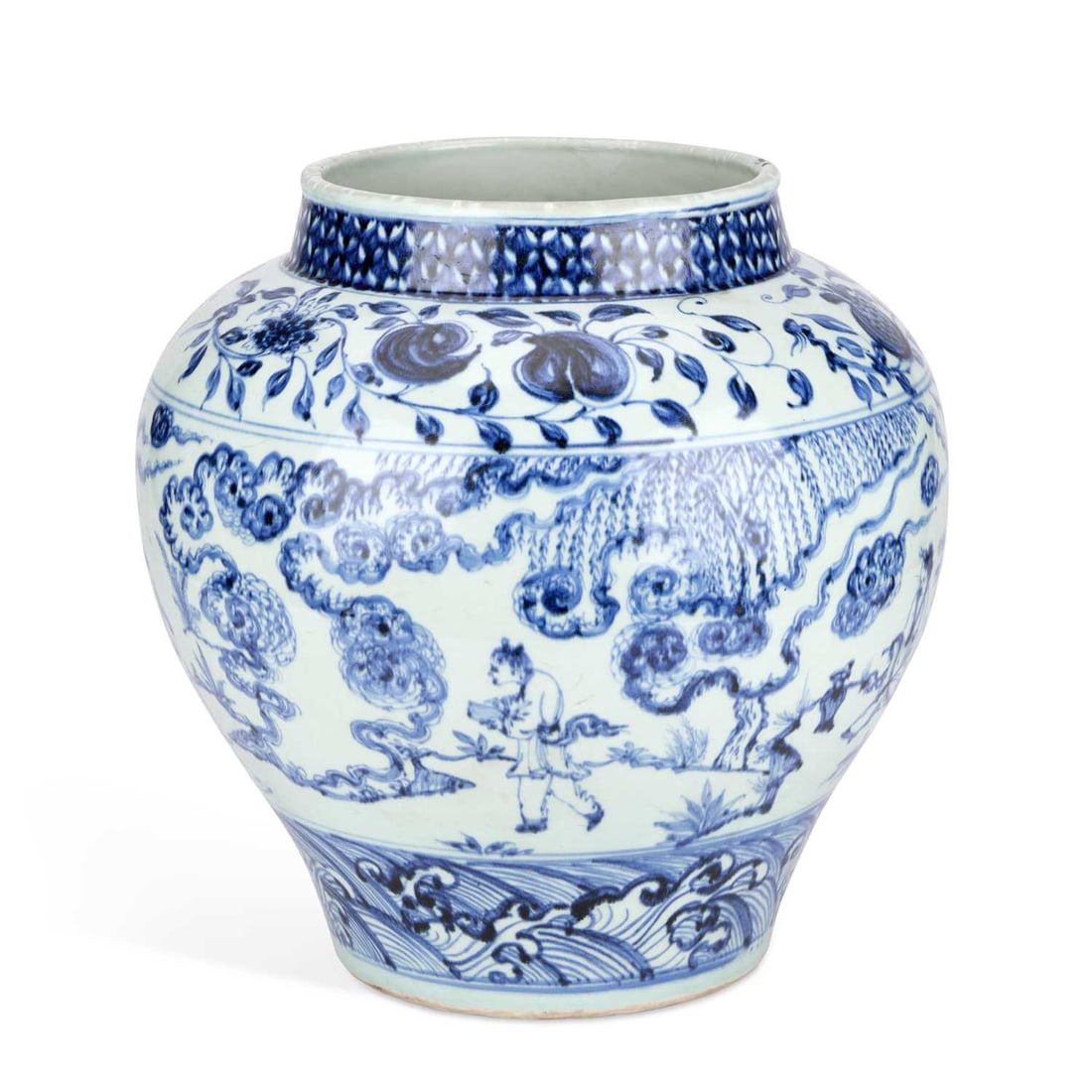 A LARGE CHINESE BLUE AND WHITE PORCELAIN VASE (1 of 1)