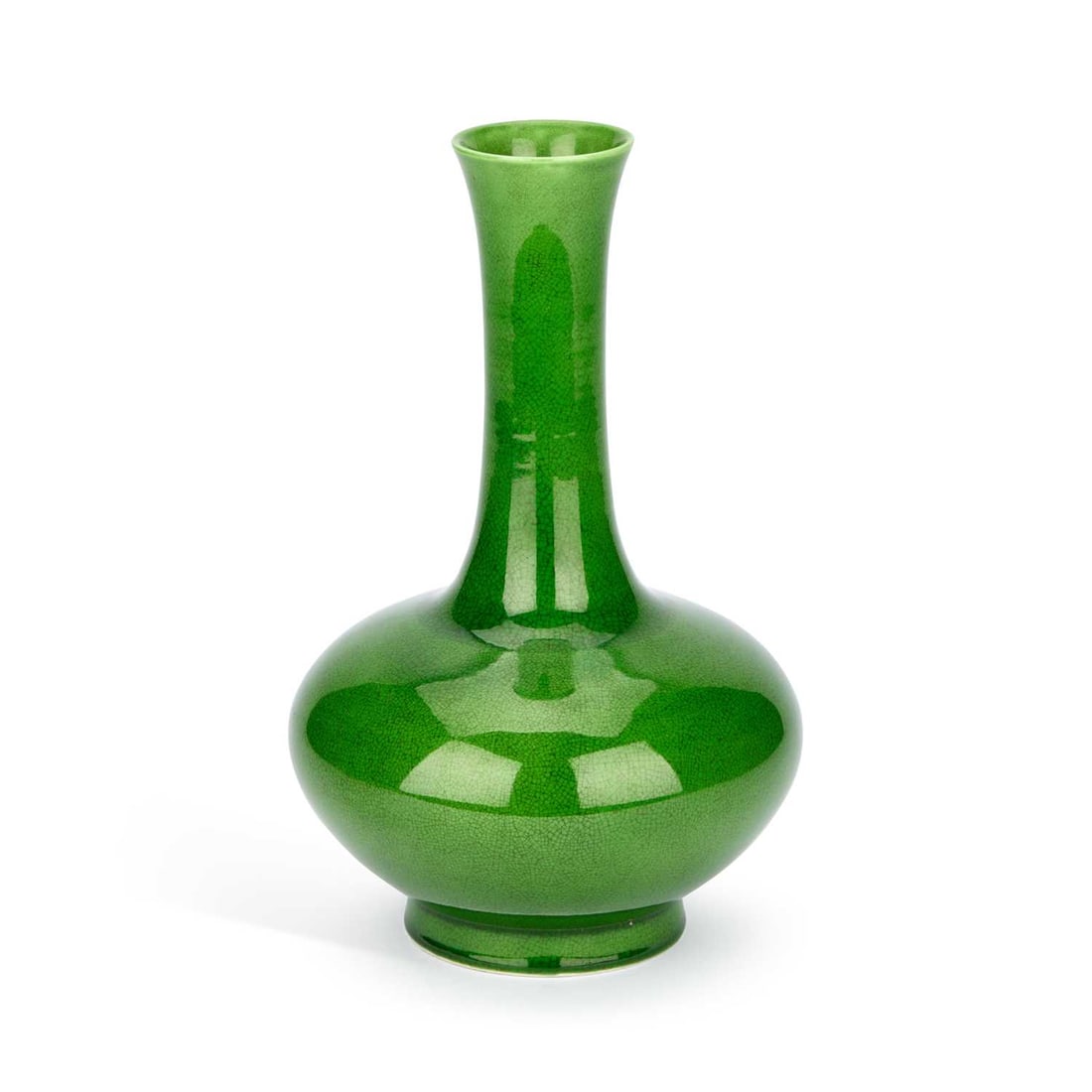 A CHINESE APPLE GREEN-GLAZED BOTTLE VASE (1 of 2)