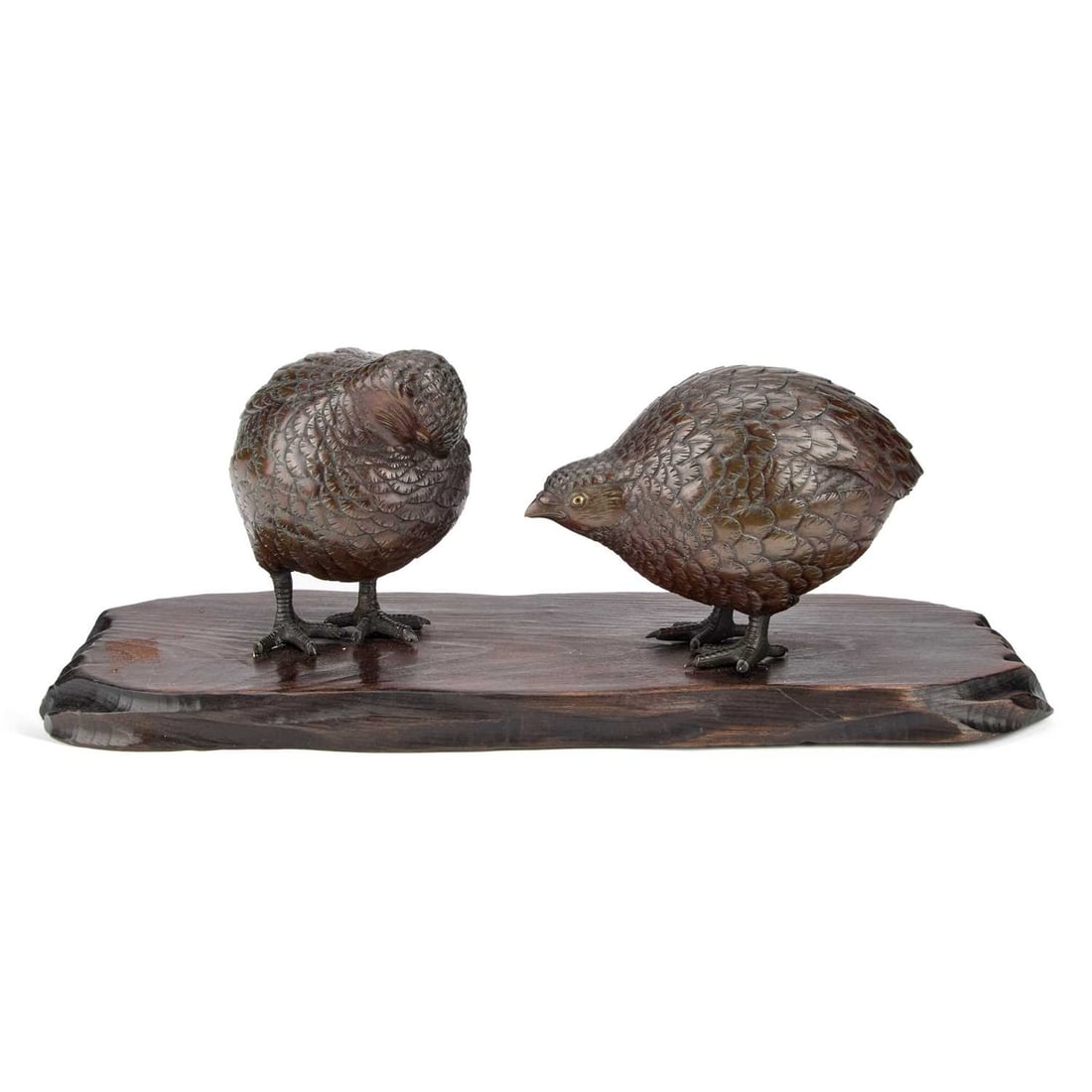 A PAIR OF JAPANESE BRONZE MODELS OF QUAILS MEIJI PERIOD (1868–1912) (1 of 9)