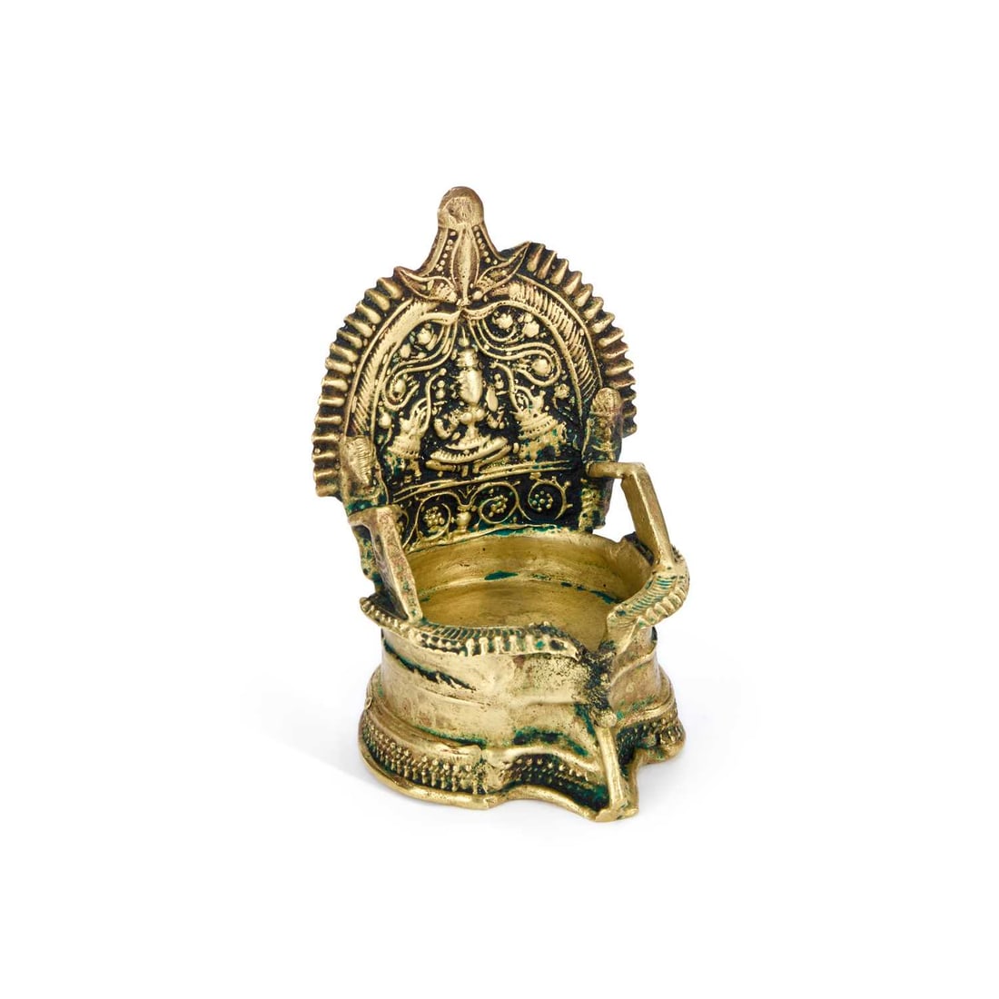 AN INDIAN BRASS THRONE-FORM OIL LAMP (ASANA DEEPAM) (1 of 1)