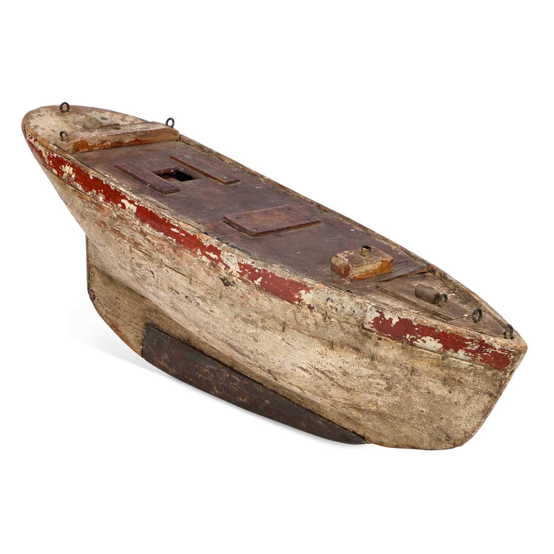 A PAINTED WOOD POND YACHT HULL (1 of 1)