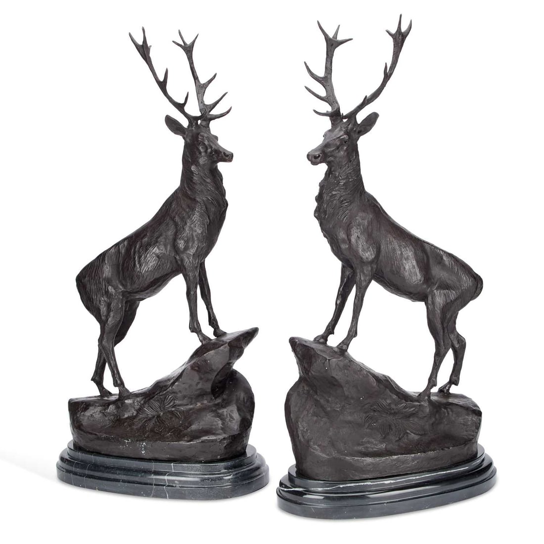 AFTER MOIGNIEZ A LARGE PAIR OF BRONZE STAGS (1 of 2)