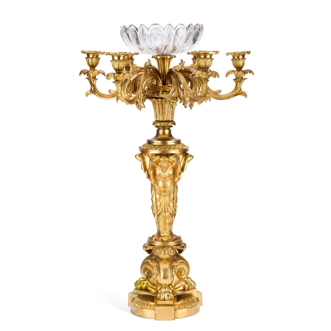 A 19TH CENTURY FRENCH GILT-BRONZE SIX-LIGHT CANDELABRUM SIGNED MILLET À PARIS (1 of 1)