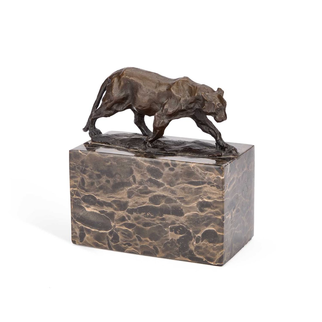 A 20TH CENTURY BRONZE FIGURE OF A PANTHER (1 of 2)