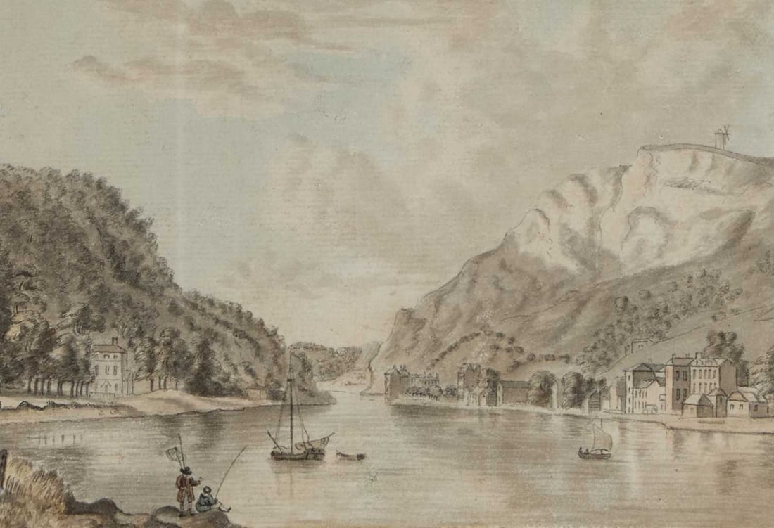 SAMUEL HIERONYMUS GRIMM (1733-1794) THE AVON GORGE AND HOT WELLS HOUSE, BRISTOL (1 of 2)