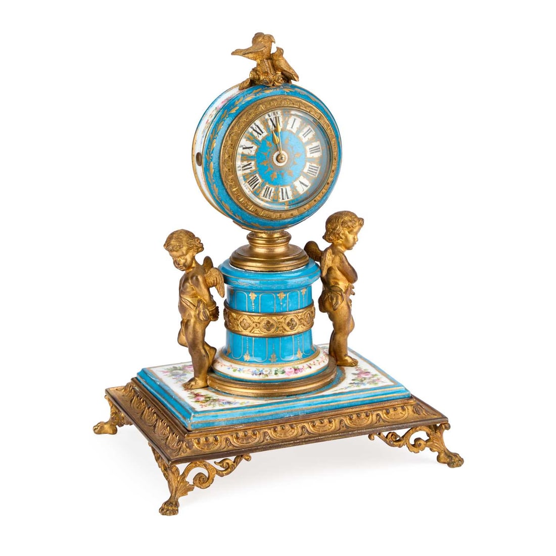 A FRENCH SÈVRES-STYLE PORCELAIN AND ORMOLU MANTEL TIMEPIECE LATE 19TH CENTURY (1 of 1)