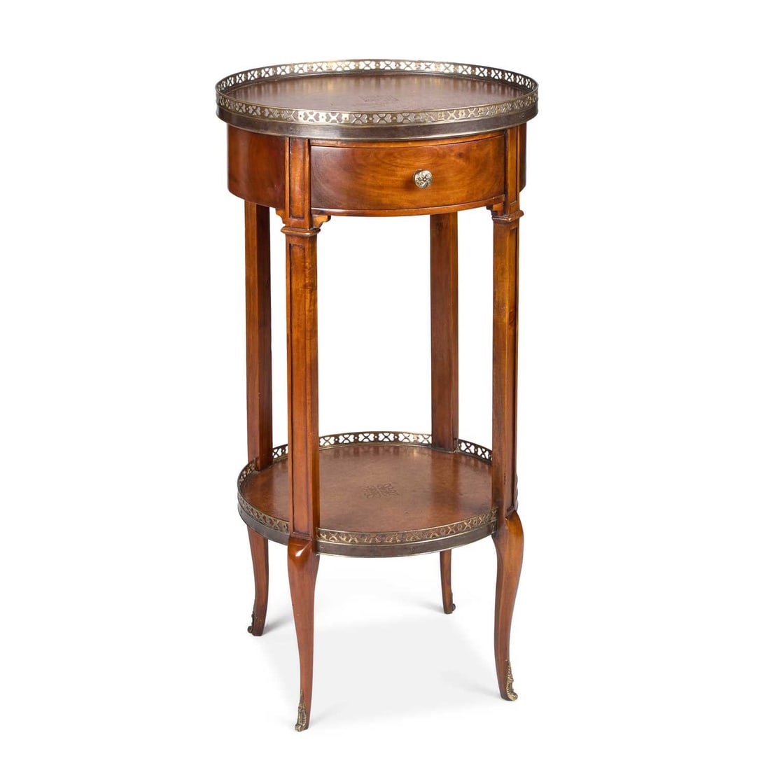 A PERIOD STYLE LEATHER-TOPPED WALNUT SIDE TABLE BY THEODORE ALEXANDER (1 of 1)
