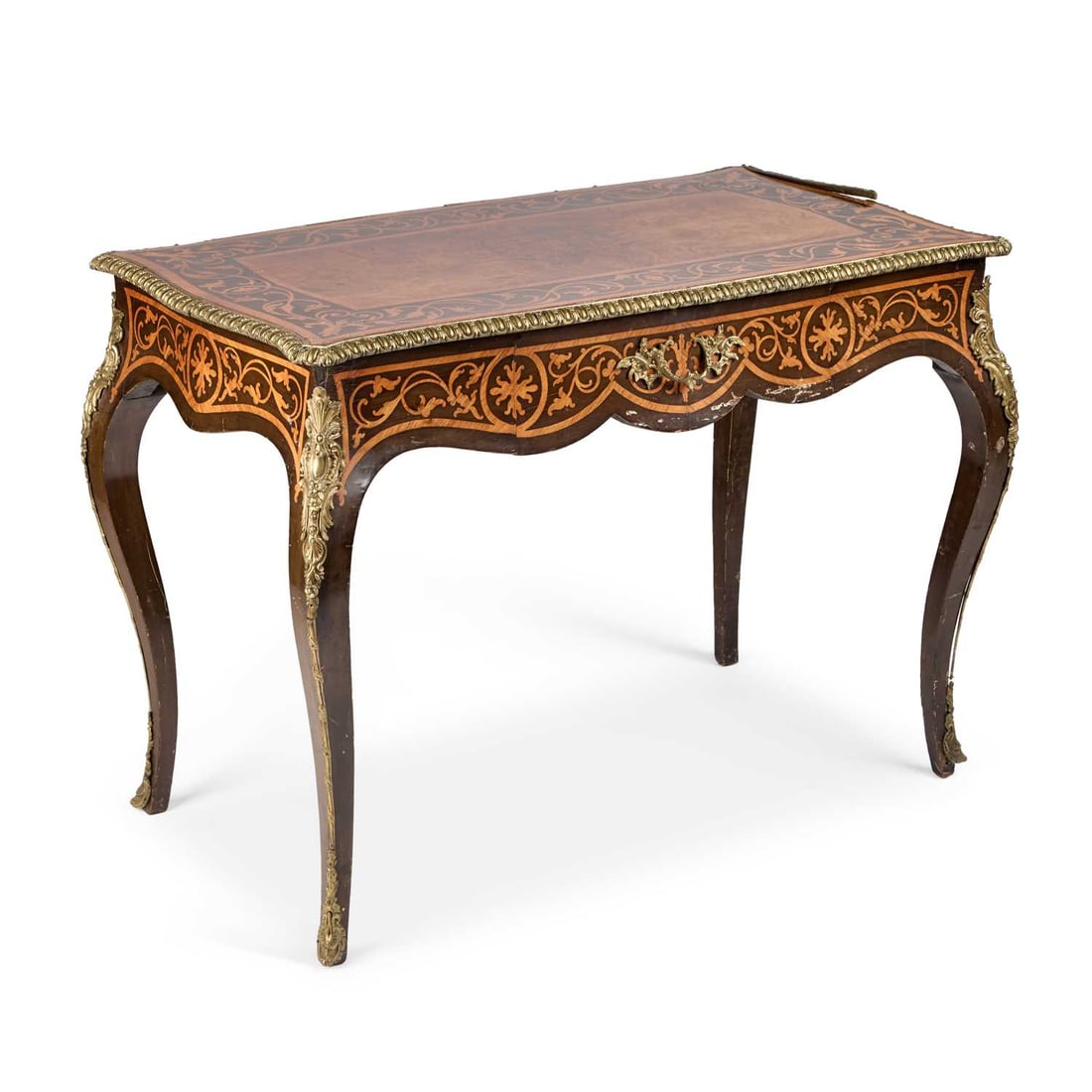 A FINE 19TH CENTURY ORMOLU-MOUNTED AND MARQUETRY WRITING TABLE IN THE MANNER OF GILLOWS (1 of 1)