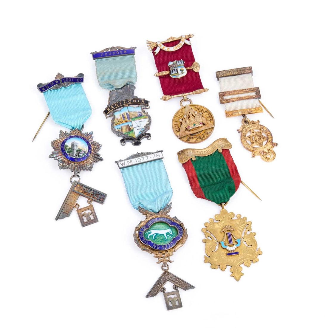 A GROUP OF SILVER MASONIC JEWELS (1 of 1)