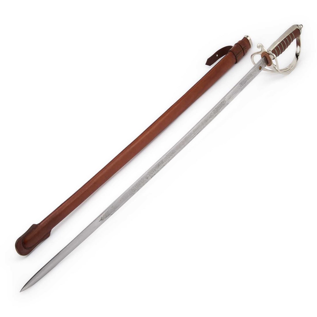 A ROYAL ARTILLERY OFFICER'S SWORD, 1821 PATTERN: A ROYAL ARTILLERY OFFICER'S SWORD, 1821 PATTERN by Wilkinson Sword Co Ltd, London, with GR cypher, etched decoration with Royal Artillery wings and thunderbolts, UBIQUE, the three bar hilt with a wire