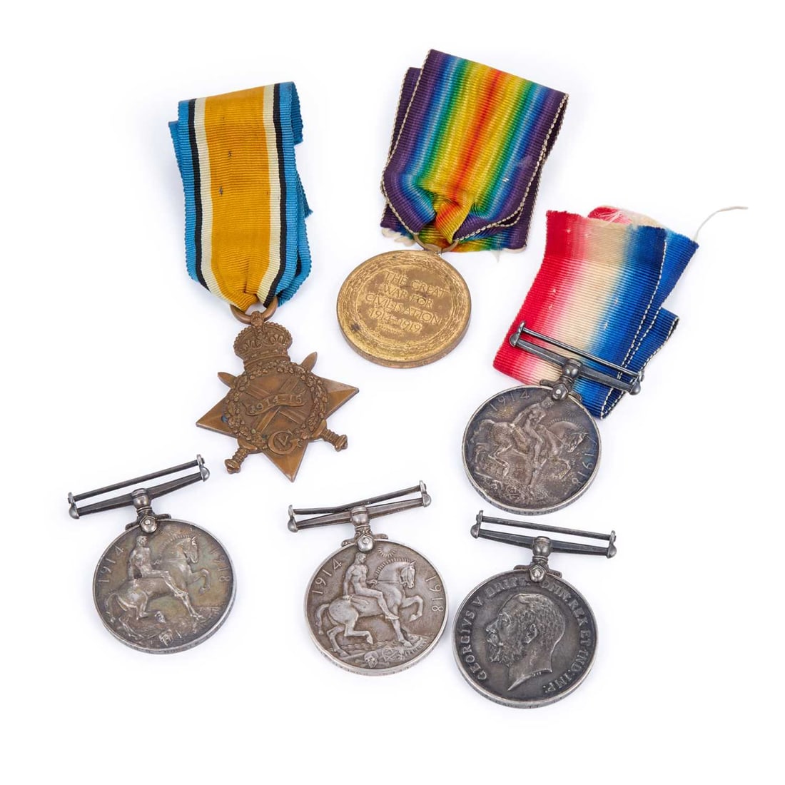 A FIRST WORLD WAR MEDAL TRIO AND THREE WAR MEDALS (1 of 1)
