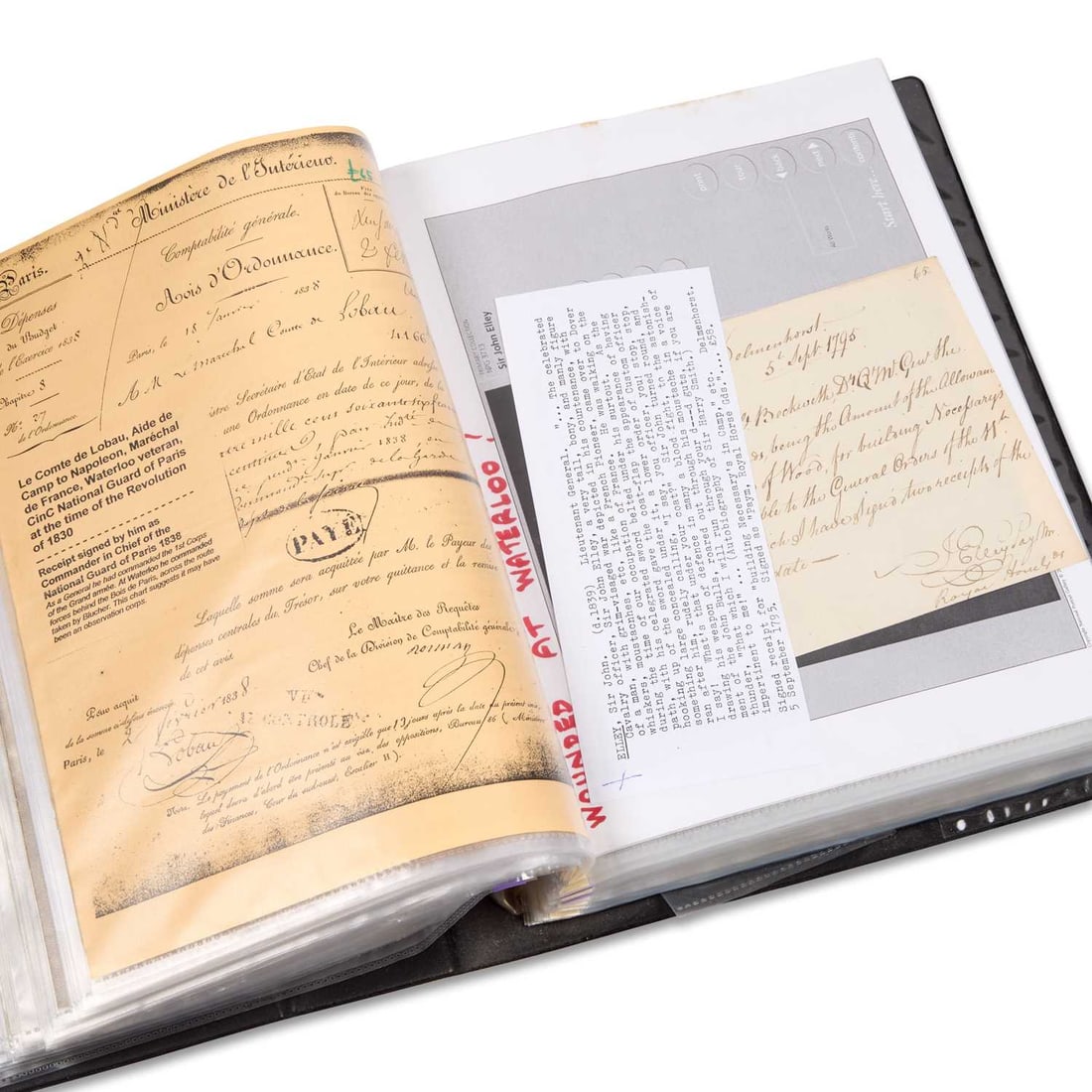 A GROUP OF EPHEMERA: A GROUP OF EPHEMERA various letters and documents including relating to Louis Philippe (1773-1850); Leopold II; etc. (Qty) Viewing of this lot in person is strongly advised.