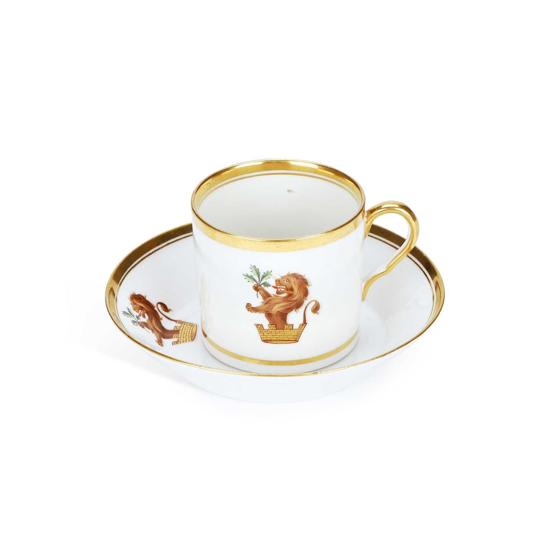 A COALPORT CRESTED COFFEE CAN AND SAUCER CIRCA 1805 (1 of 2)