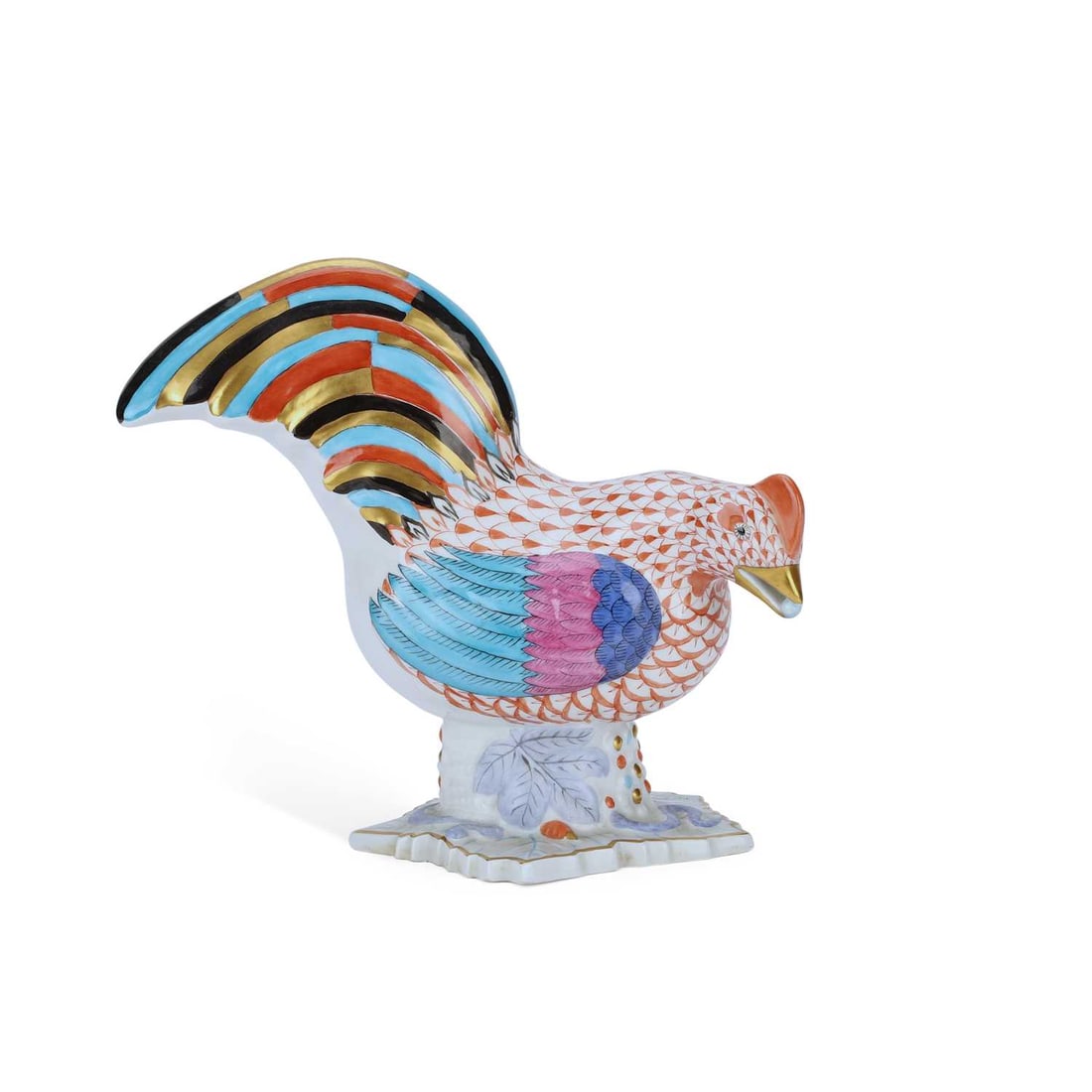 A HEREND PORCELAIN MODEL OF A COCKEREL (1 of 2)