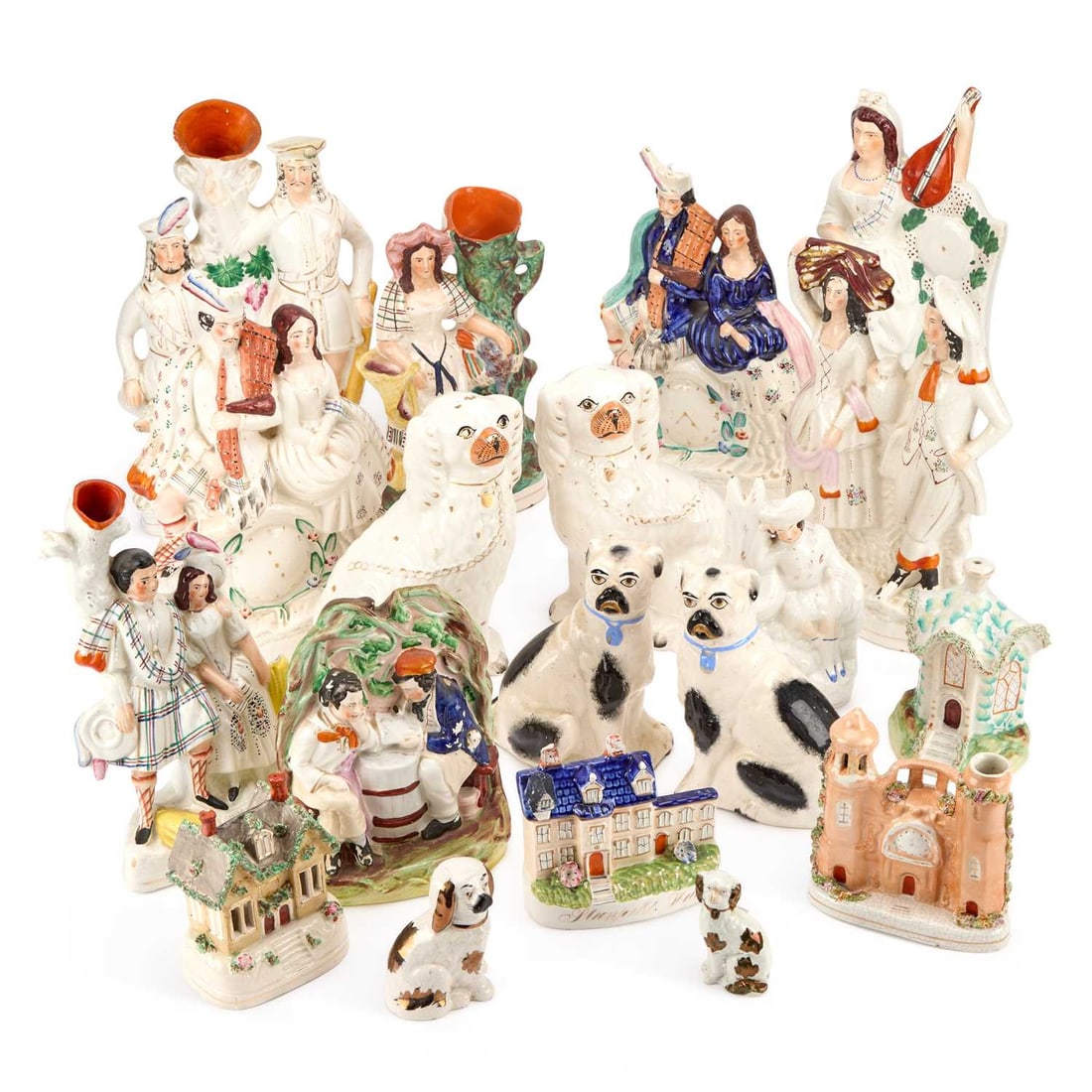 A COLLECTION OF STAFFORDSHIRE POTTERY FIGURES 19TH CENTURY (1 of 1)
