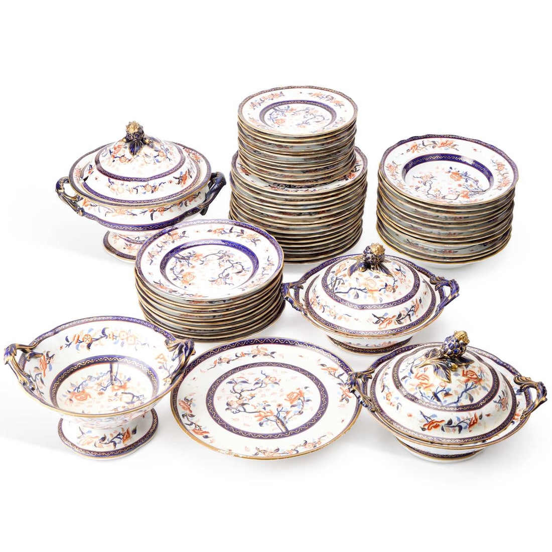 A STAFFORDSHIRE IRONSTONE DINNER SERVICE CIRCA 1840 (1 of 4)