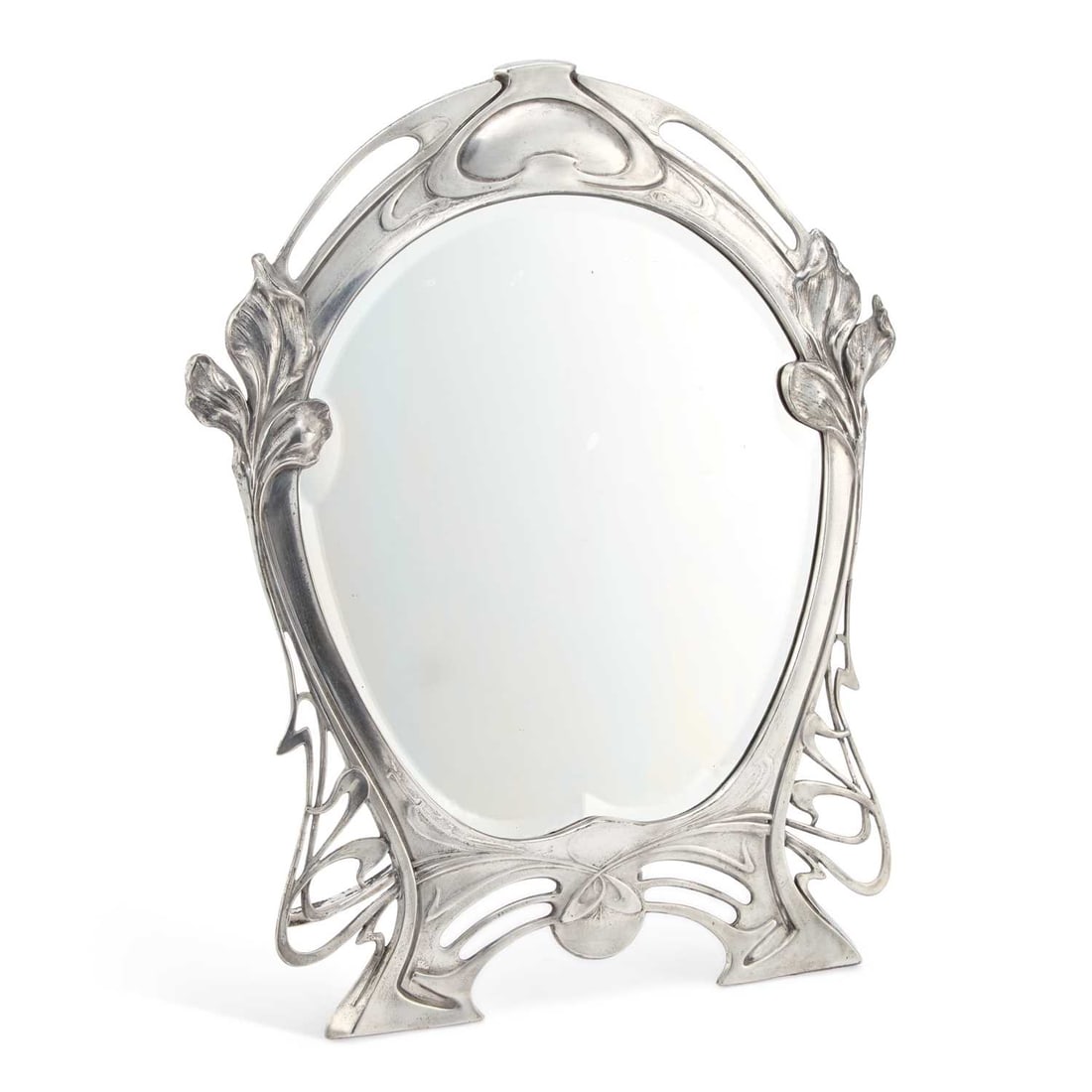 A JUGENDSTIL SILVERED METAL TABLE MIRROR EARLY 20TH CENTURY (1 of 1)
