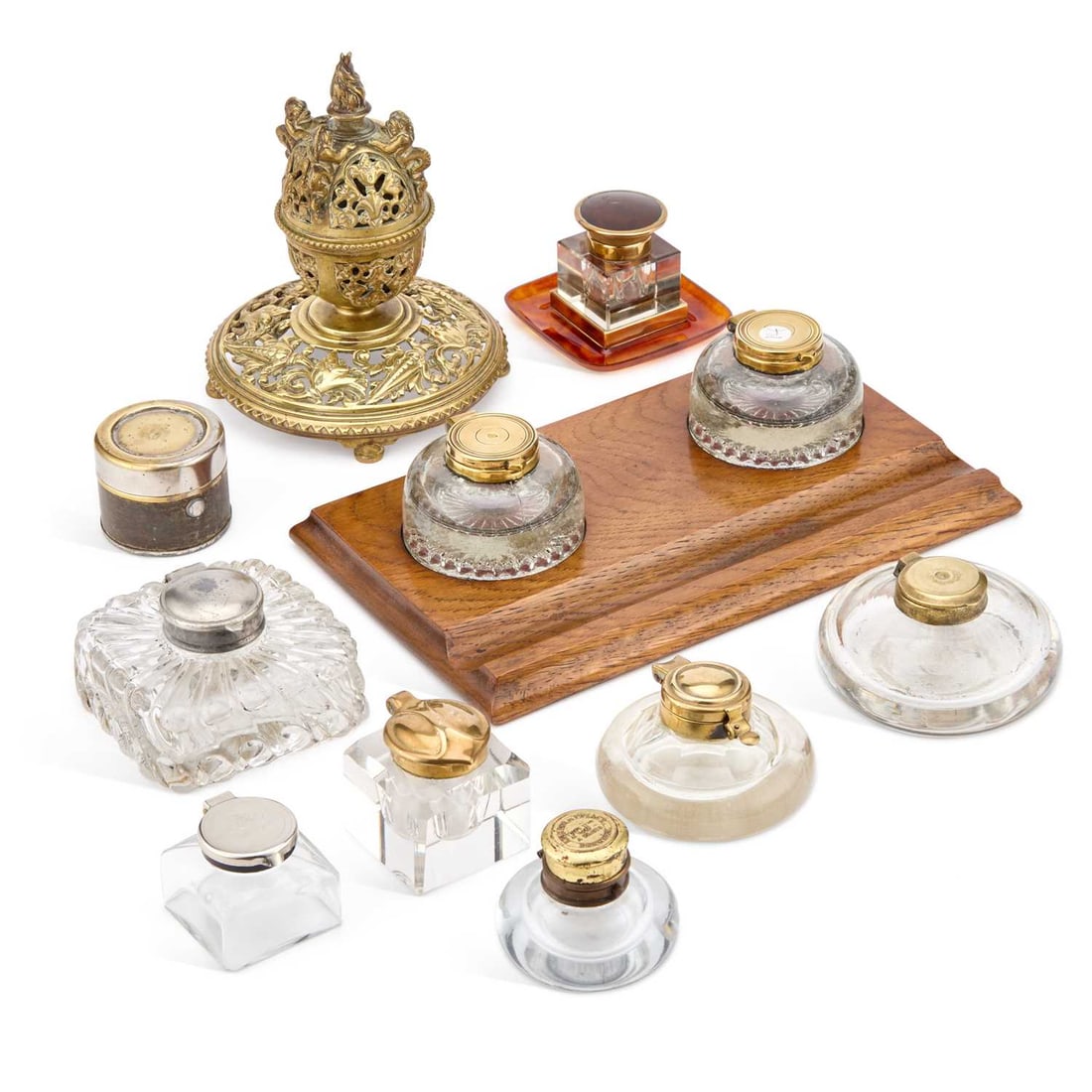A COLLECTION OF INKWELLS 19TH CENTURY AND LATER (1 of 1)