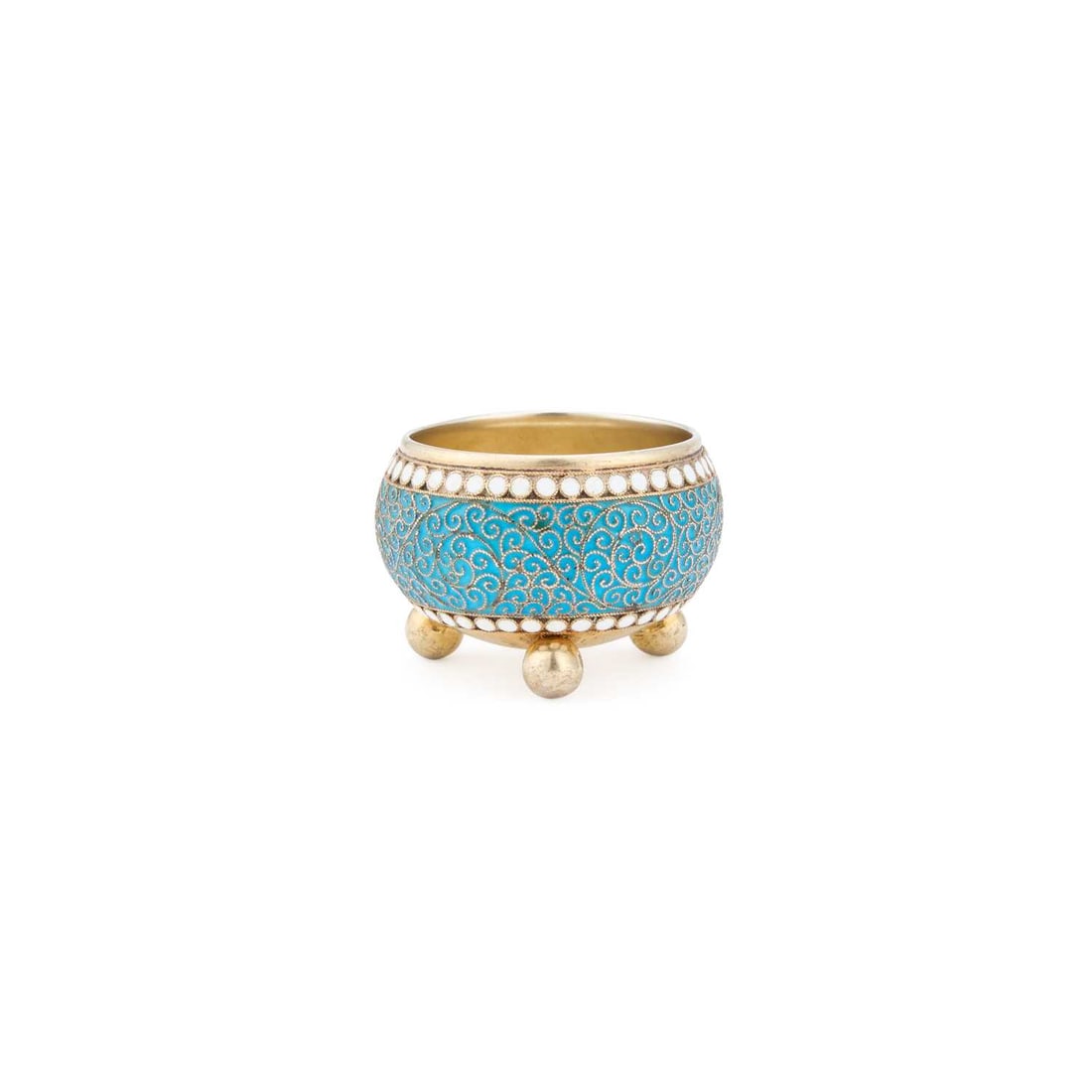 A LATE 19TH CENTURY RUSSIAN SILVER AND ENAMEL SALT (1 of 2)