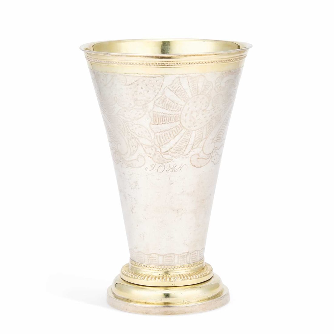 AN OVERSIZED EARLY 19TH CENTURY SWEDISH PARCEL-GILT SILVER BEAKER (1 of 3)