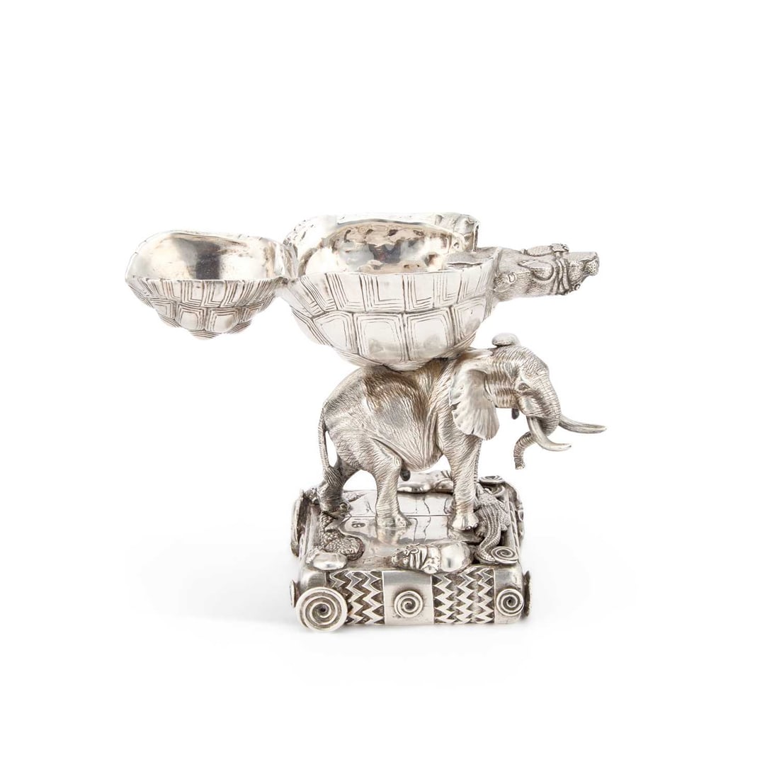 PATRICK MAVROS, A LARGE SILVER ELEPHANT AND TORTOISE ASHTRAY (1 of 6)