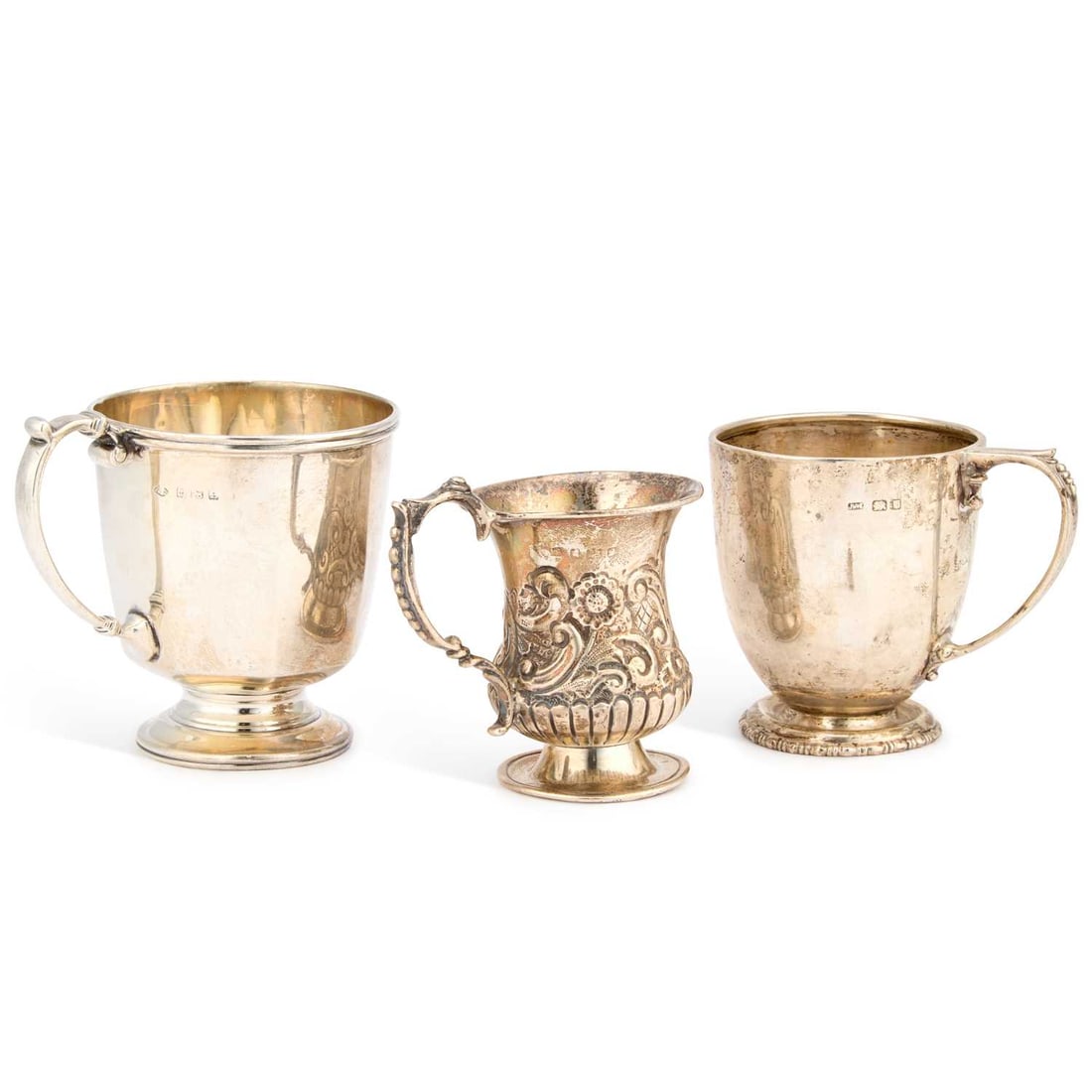 THREE SILVER MUGS