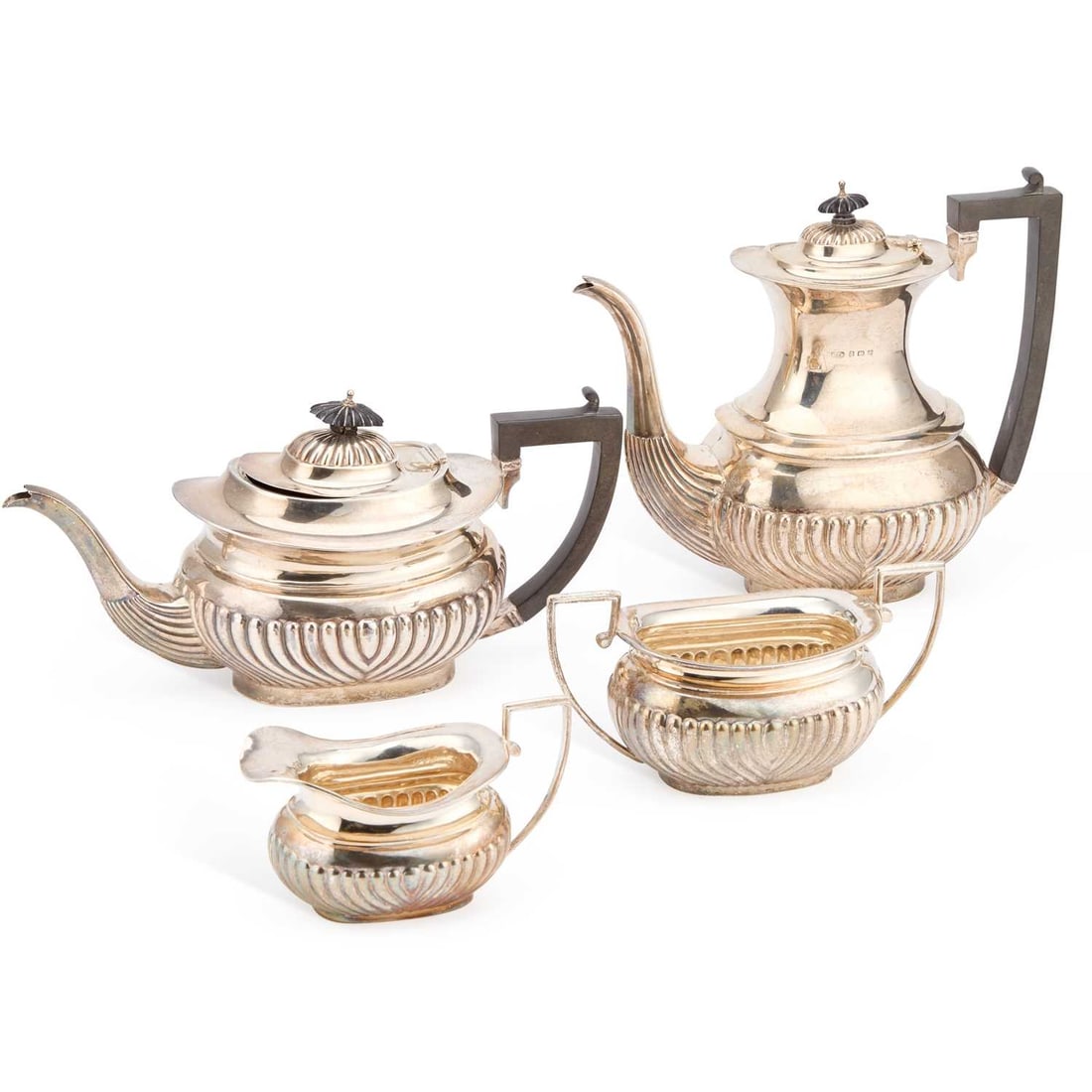 A SILVER FOUR-PIECE TEA SERVICE (1 of 2)