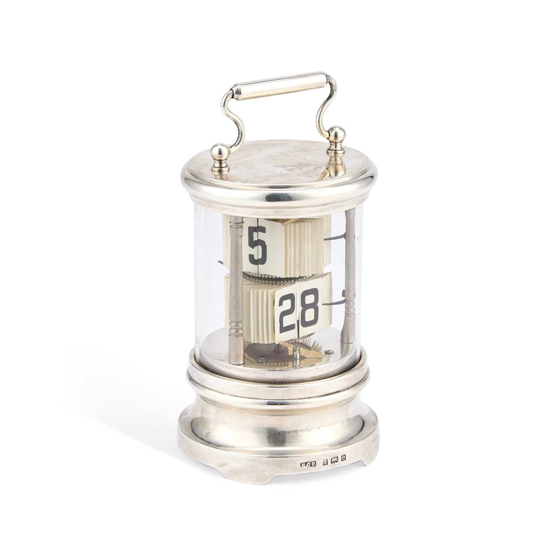 AN EDWARDIAN SILVER JUNGHANS PLATO FLIP CLOCK (1 of 3)