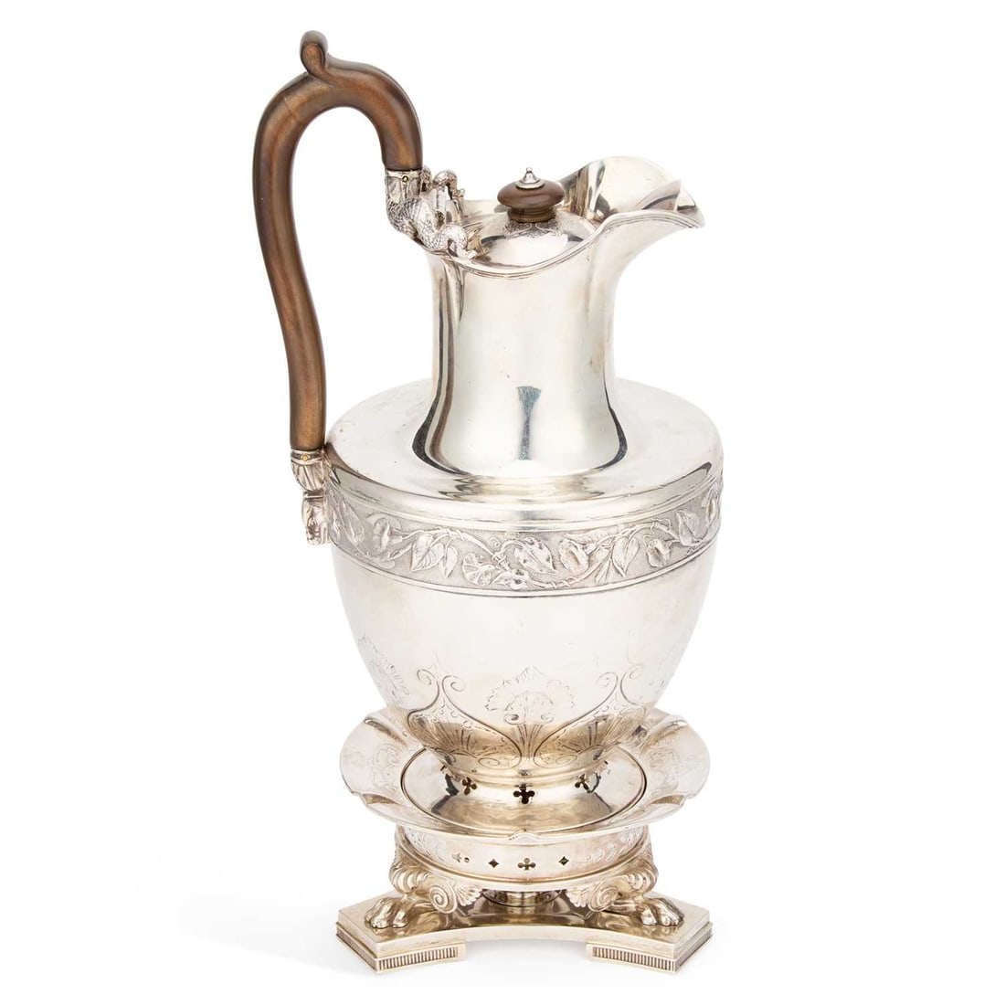 A WILLIAM IV SILVER COFFEE BIGGIN, STAND AND BURNER (1 of 1)