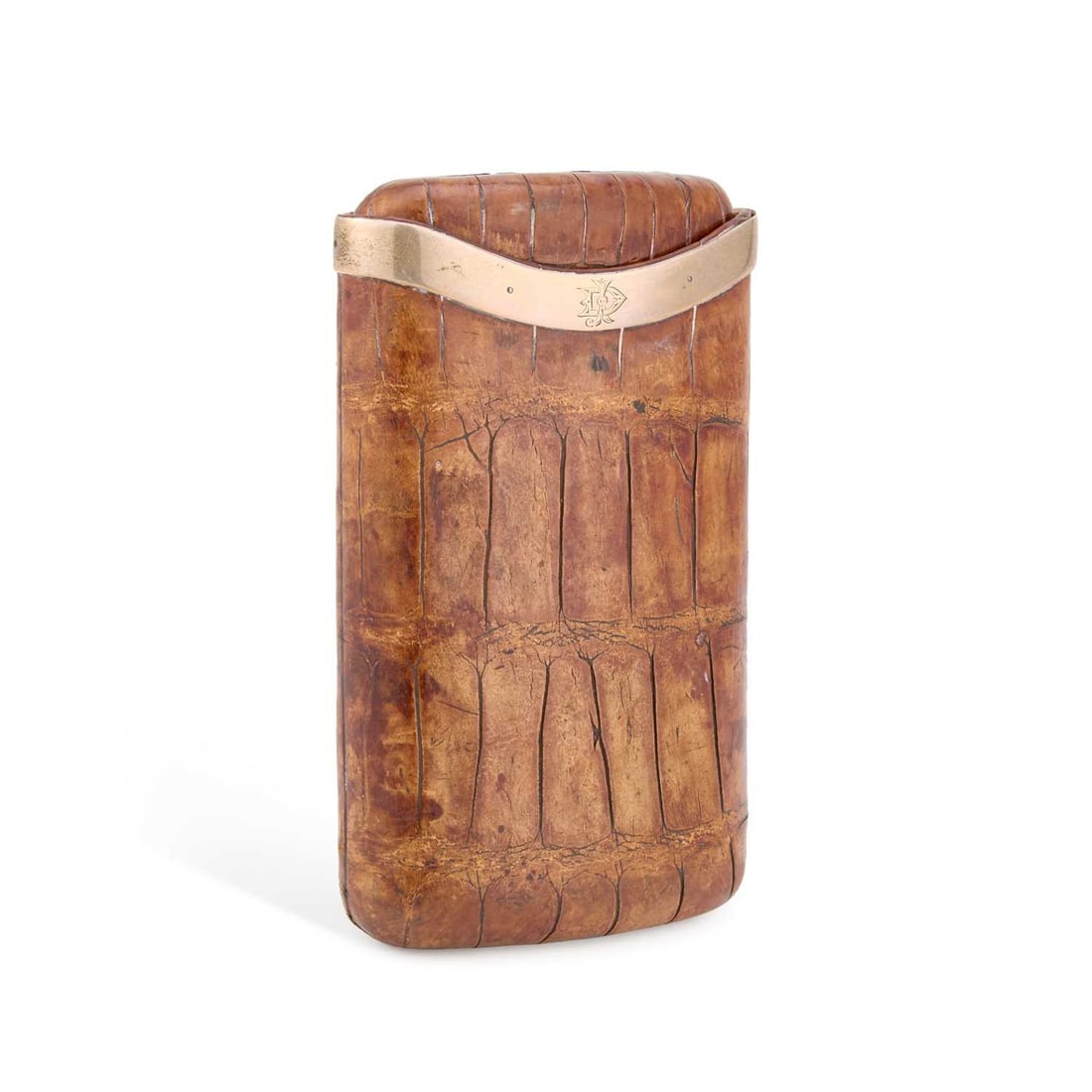 A VICTORIAN SILVER-MOUNTED CROCODILE LEATHER CIGAR CASE (1 of 3)