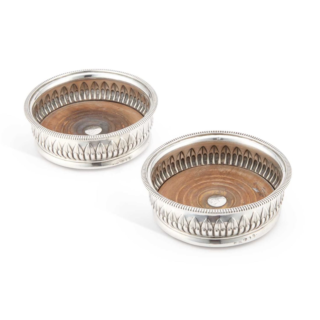 A PAIR OF GEORGE III SILVER WINE COASTERS (1 of 3)