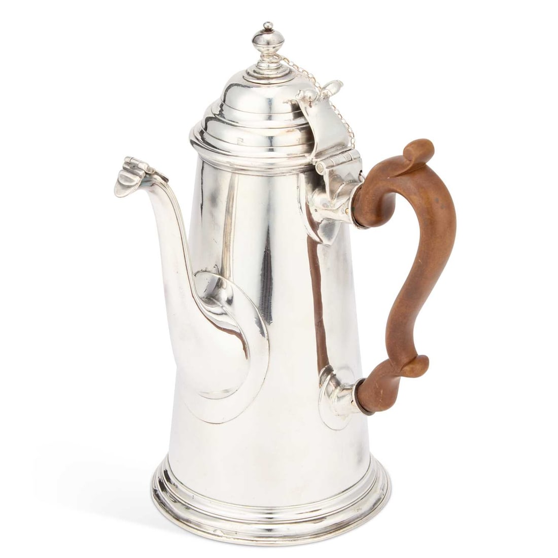 A QUEEN ANNE SILVER SIDE-HANDLED COFFEE POT (1 of 12)