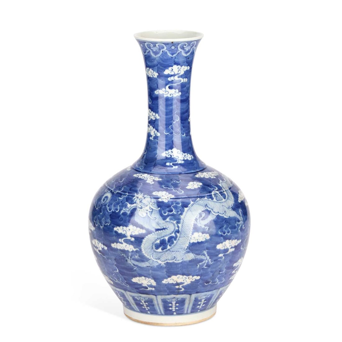 A CHINESE BLUE AND WHITE PORCELAIN BOTTLE VASE (1 of 12)