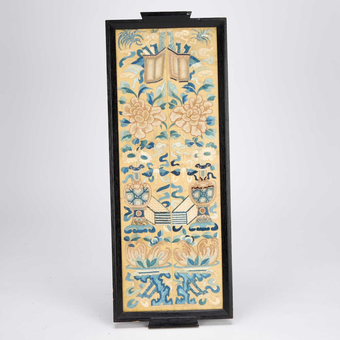A CHINESE TEXTILE MOUNTED AS A TRAY CIRCA 1900 (1 of 2)