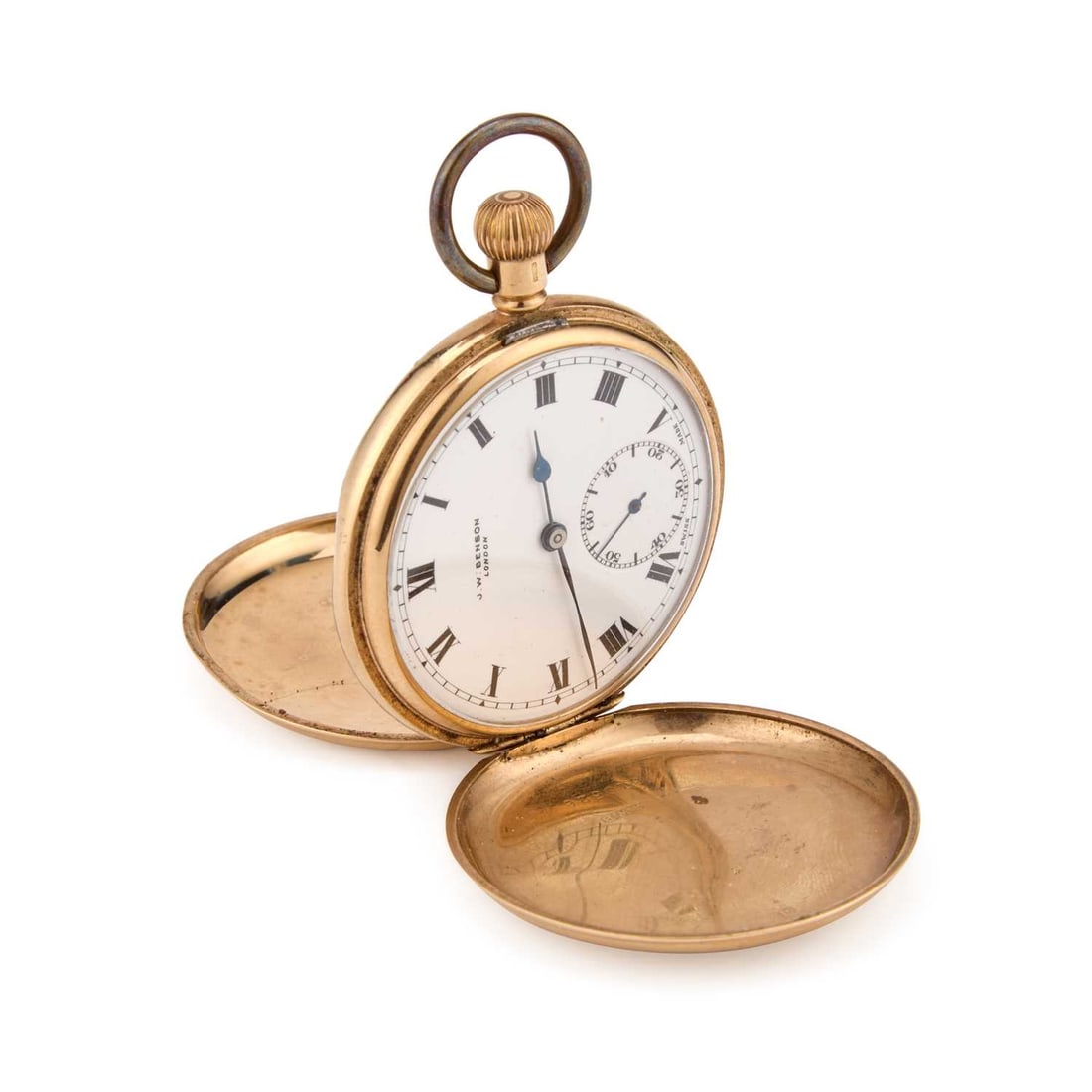 A 9CT GOLD FULL HUNTER JW BENSON POCKET WATCH (1 of 4)