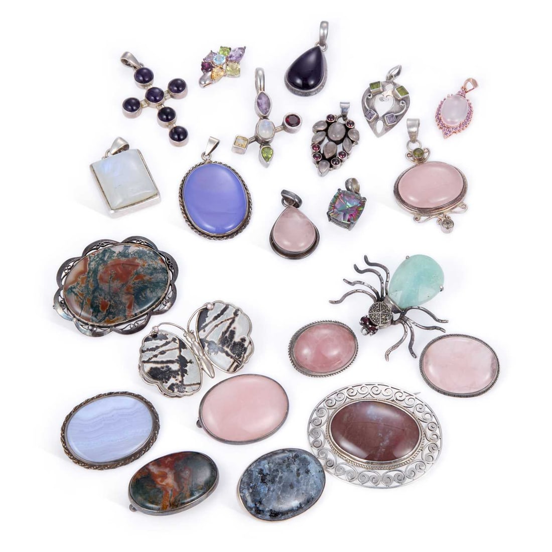 A GROUP OF GEM-SET SILVER JEWELLERY (1 of 1)