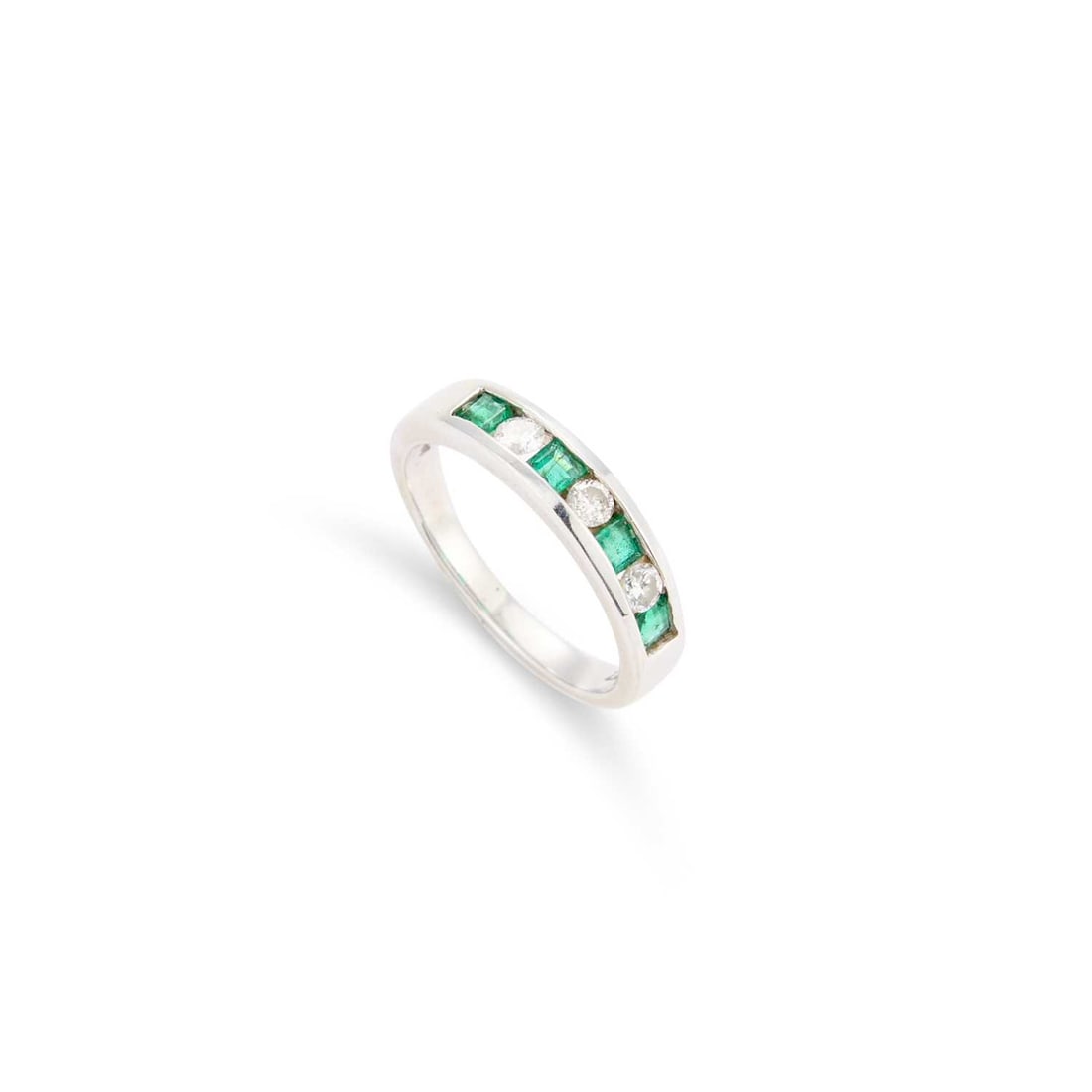 AN EMERALD AND DIAMOND HALF HOOP RING (1 of 1)