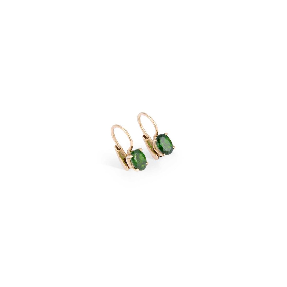 A PAIR OF 9 CARAT GOLD CHROME DIOPSIDE EARRINGS (1 of 1)