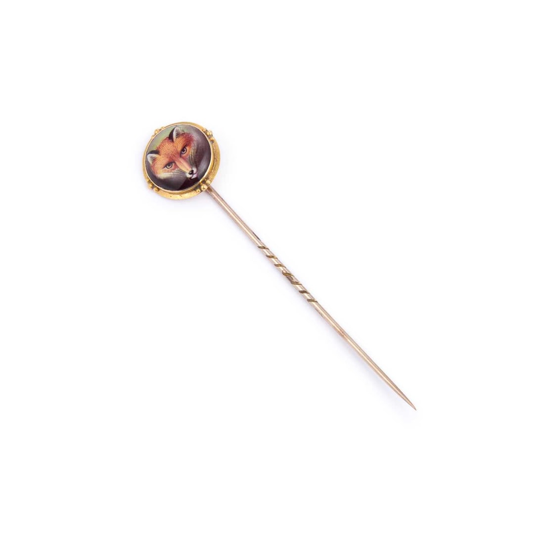 AN ENAMELLED FOX HEAD STICK PIN (1 of 3)