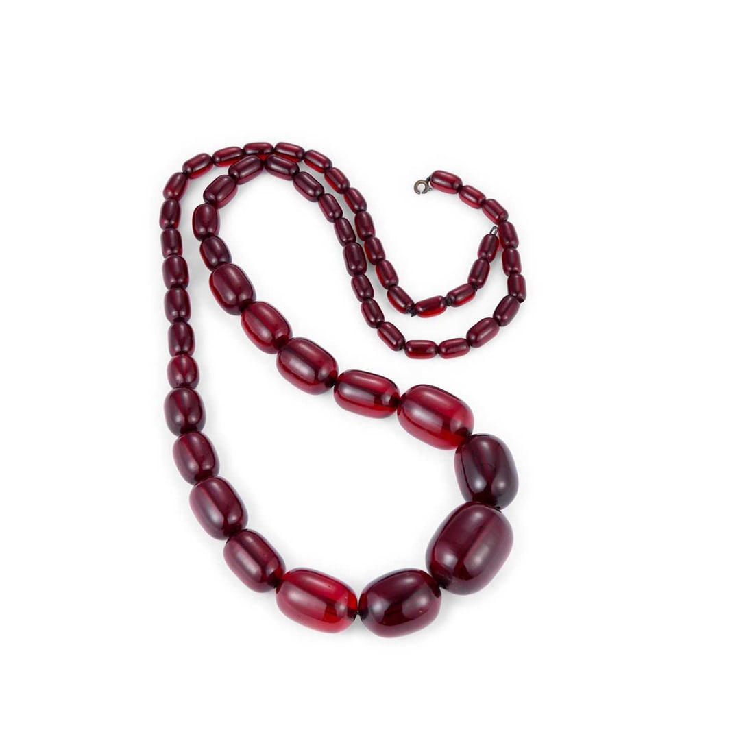 A PRYSTAL CHERRY AMBER BAKELITE BEAD NECKLACE (1 of 1)